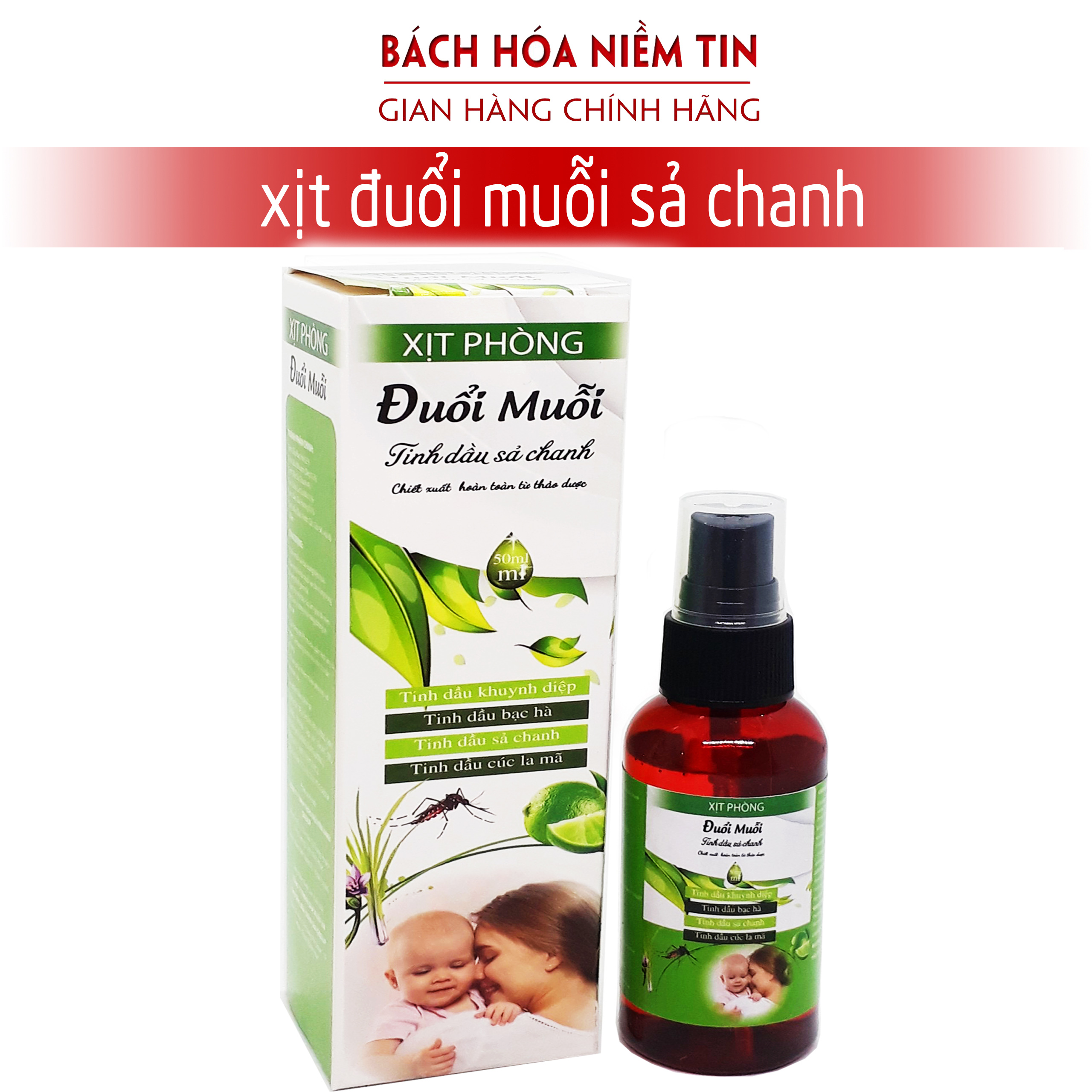 Tinh dầu đuổi muỗi  - XỊt chống muỗi cho trẻ em - hoàn toàn từ thảo dược thiên nhiên- an toàn cho trẻ sơ sinh- Hộp 50ml chính hãng