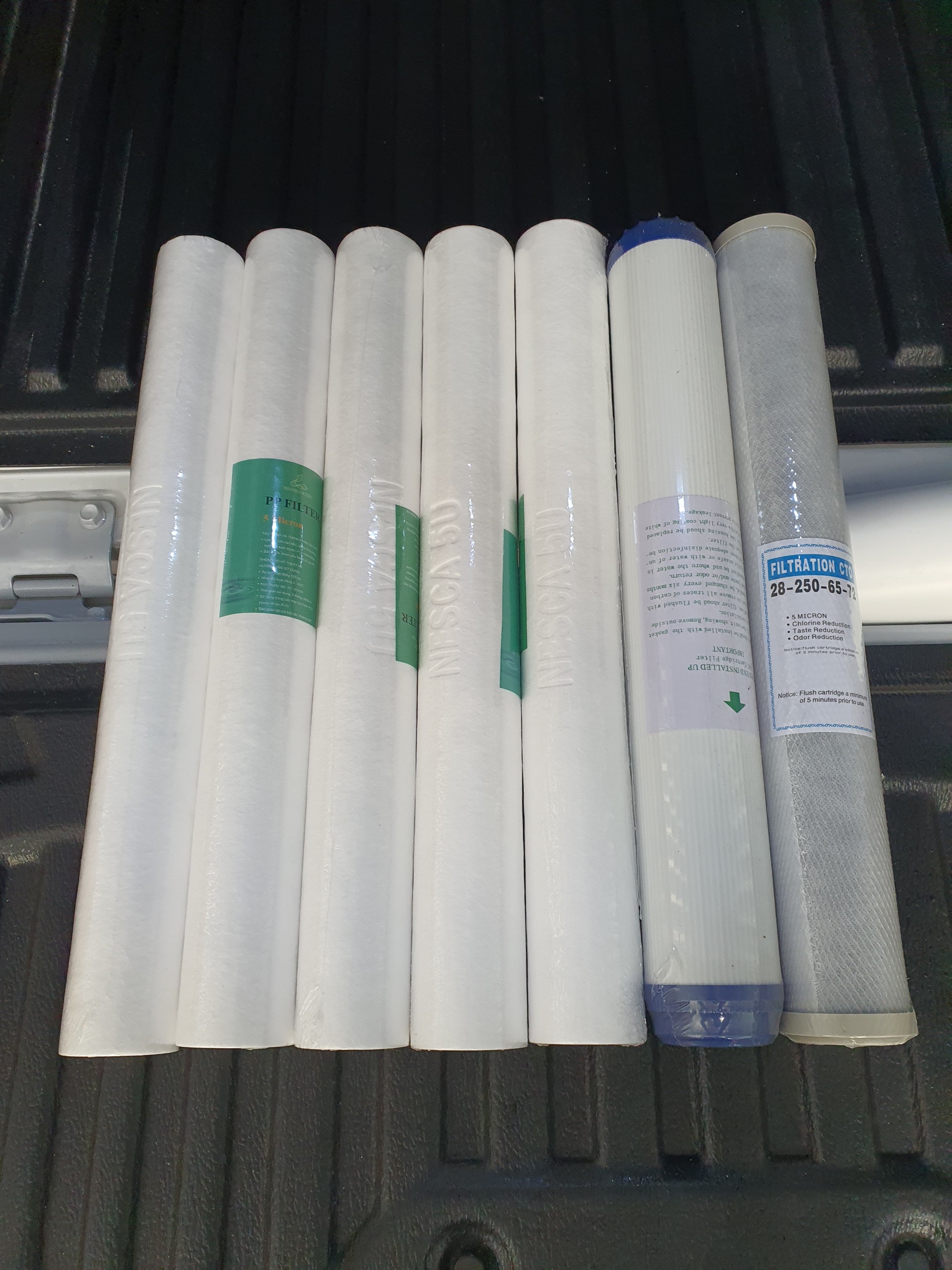 Combo bộ 7 lõi lọc nước 20 inch (Gồm 5 lõi số 1+1 số 2+1 số 3)