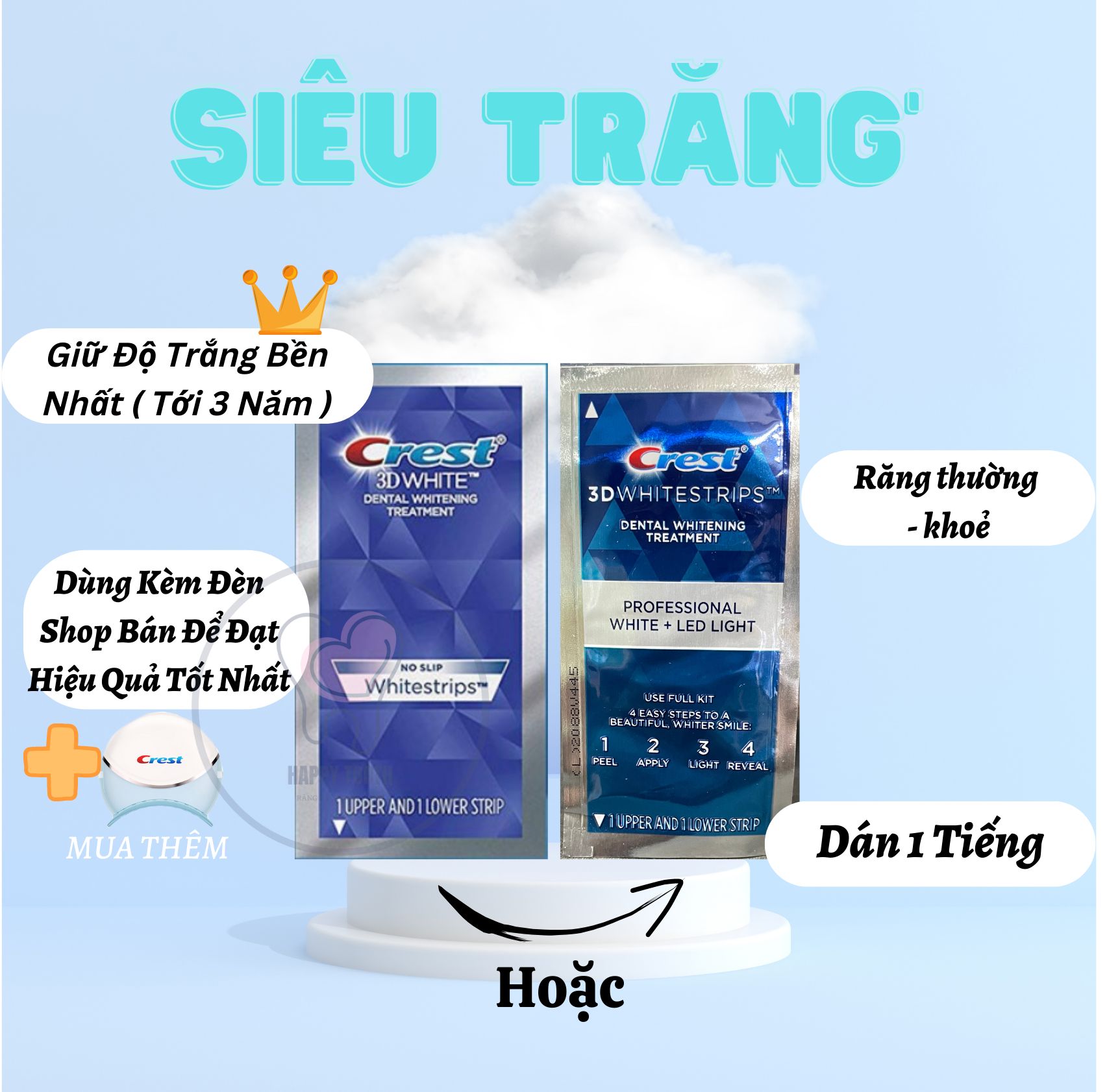 Miếng Dán Trắng Răng Crest 3D White 1 Gói Chính Hãng Mỹ