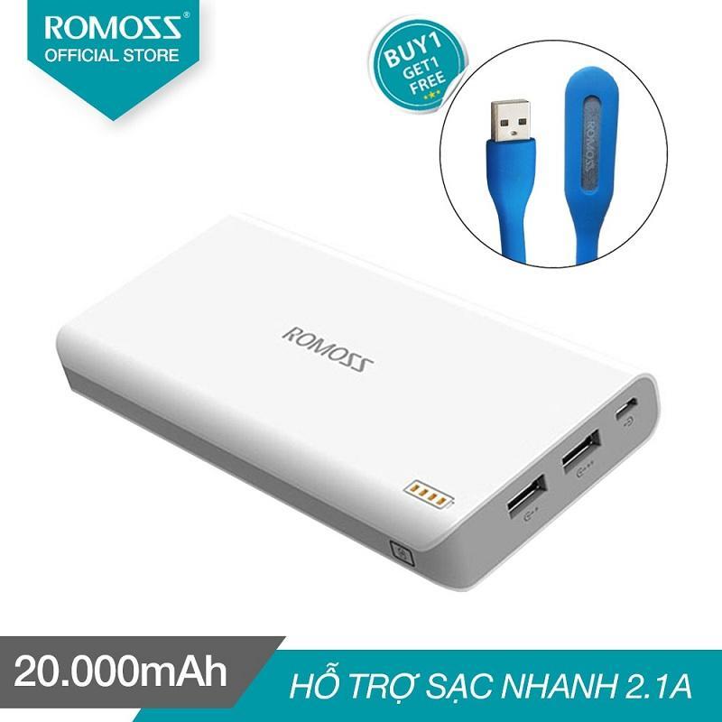 Giá Pin sạc dự phòng 20.000mAh Romoss SENSE 6 (Trắng) tặng đèn LED cổng USB Romoss - Hãng phân phối chính thức