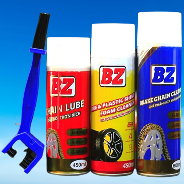 Combo 3 chai Rửa sên, Dưỡng sên và Dưỡng lốp BZ Chain Lube - Mua combo tặng bàn chải 3D
