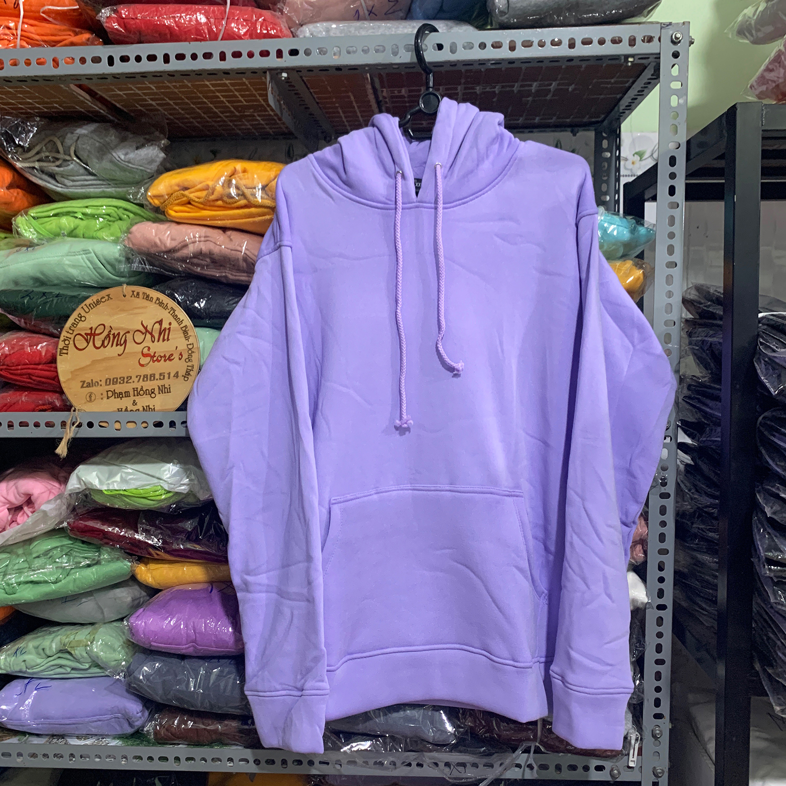 Áo Khoác Hoodie Trơn Ulzzang Unisex Màu Tím Nhạt Chất Nỉ Bông Cao Cấp Dáng Rộng Nam Nữ - MM