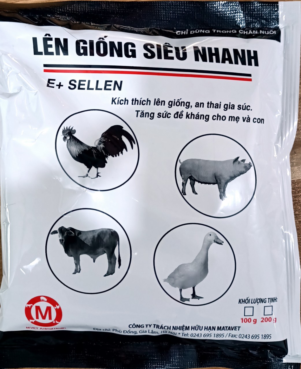 Mata - ade e + sellen kích d.uc gói 100g, lên giống, an thai gia súc, tăng sức đề kháng cho mẹ và con ade selen