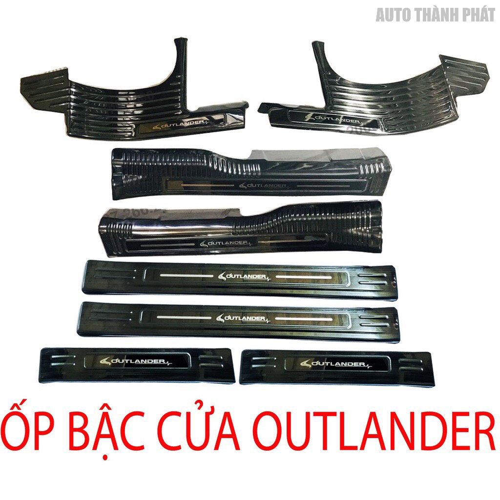 Outlander- ốp bậc cửa, nẹp bước chân mitsubishi outlander 2019-2022 mẫu titan cao cấp đủ bộ 8 chi tiết