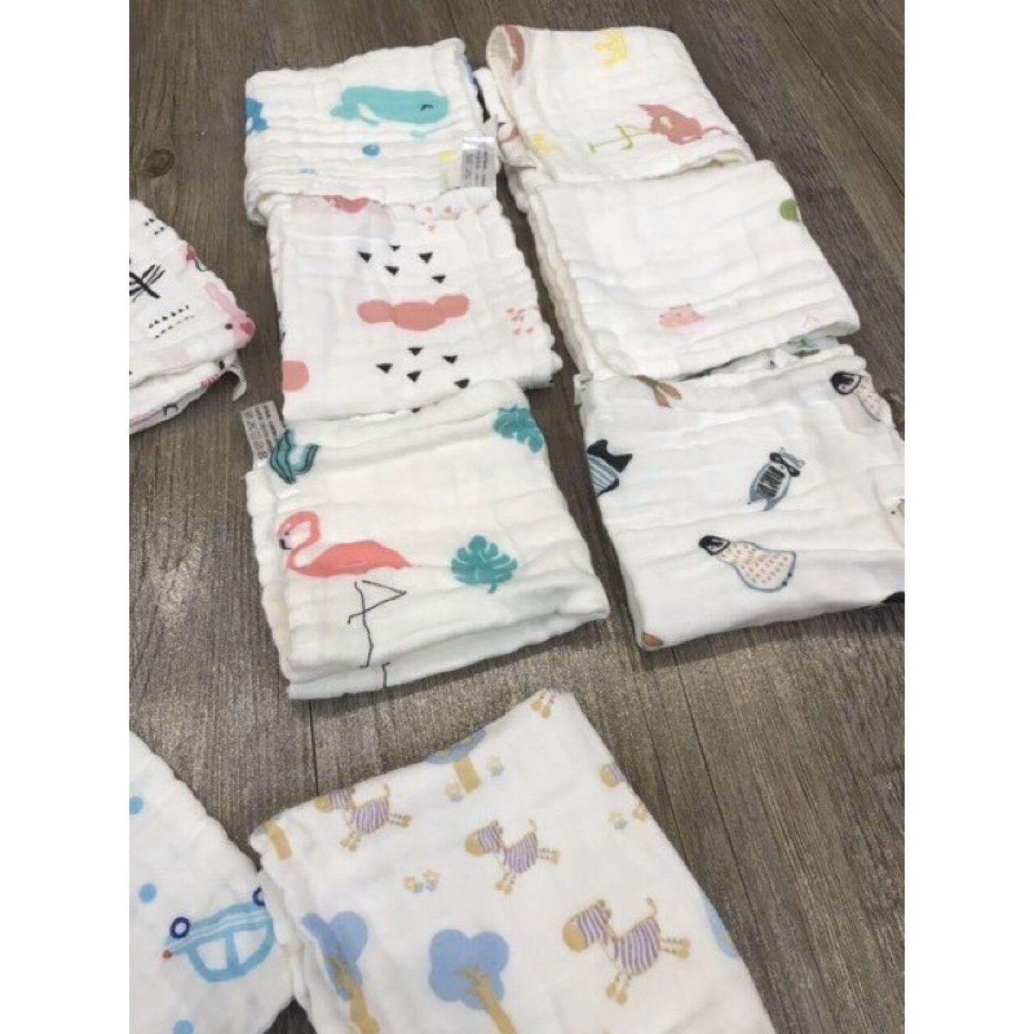 Set 5 Khăn sữa sợi tre Boona túi lưới mềm mịn cho bé trai bé gái