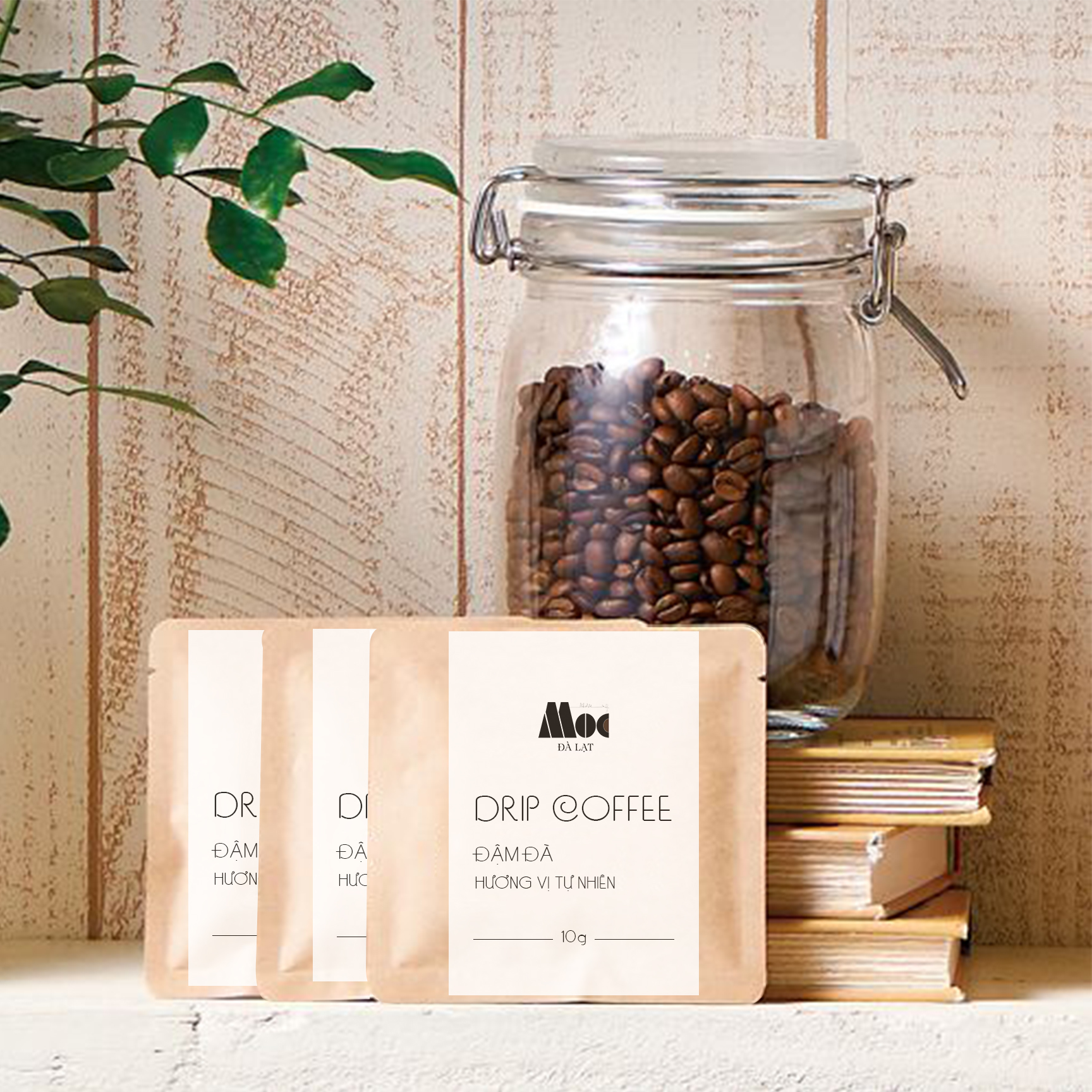 Cà phê phin giấy nguyên chất rang mộc - (Hộp 10 gói x 10g) - Cà phê Mộc Đà Lạt