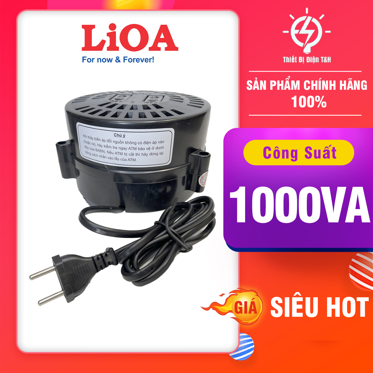 Biến áp 220v ra 110v, đổi nguồn 220v sang 110v, biến áp tự ngẫu LIOA, DN010, Công Suất 1.0kva, 1000VA