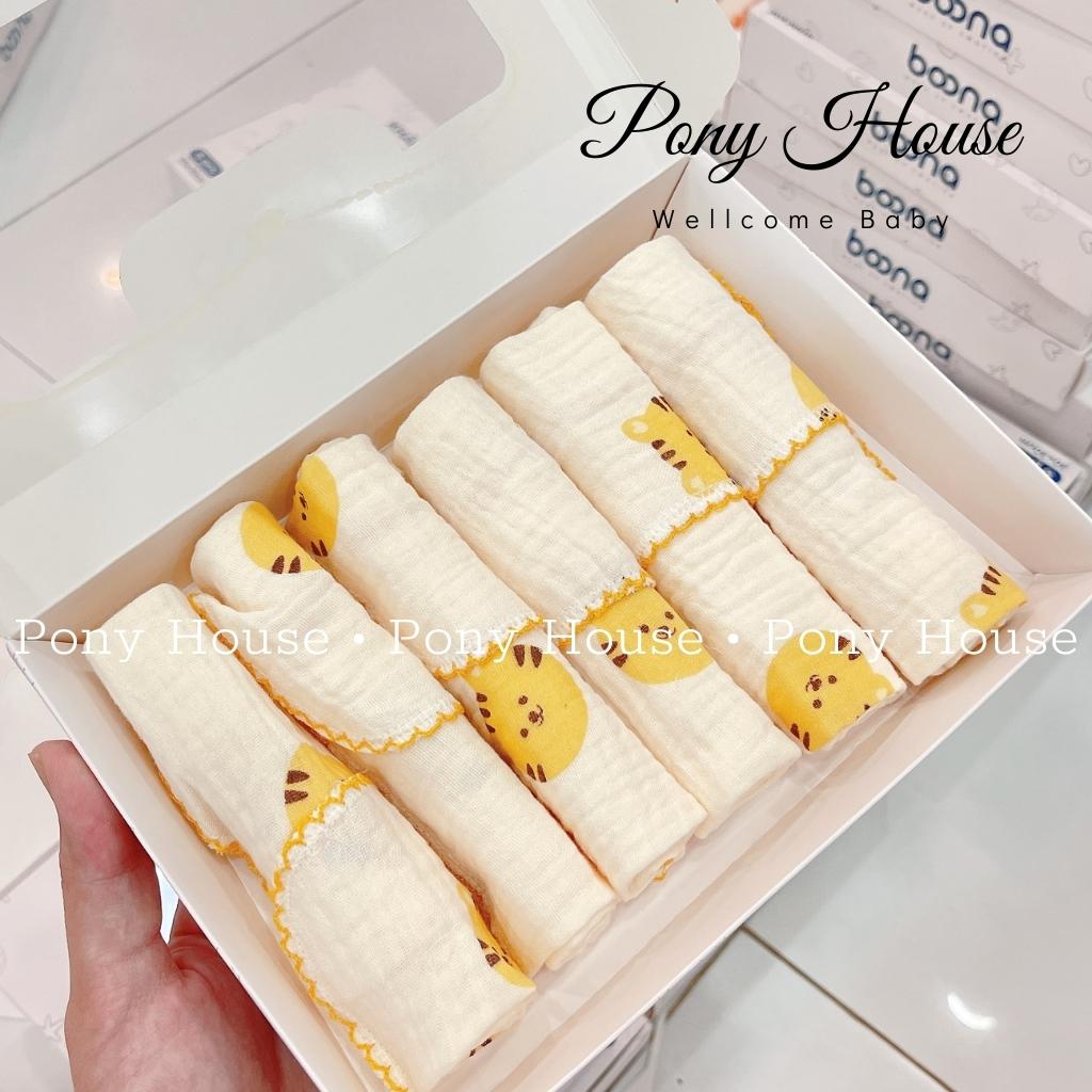 Khăn sữa boona - set 6 khăn xô muslin siêu mềm, mịn rửa mặt, tắm cho bé sơ sinh