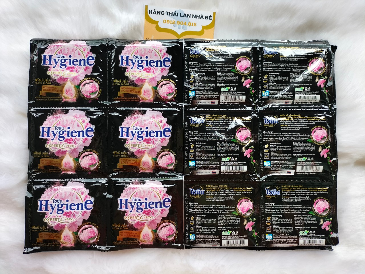 [HCM] Combo 10 dây (120 gói) nước xả Hygiene 20ml Thái Lan Màu Đen công ty