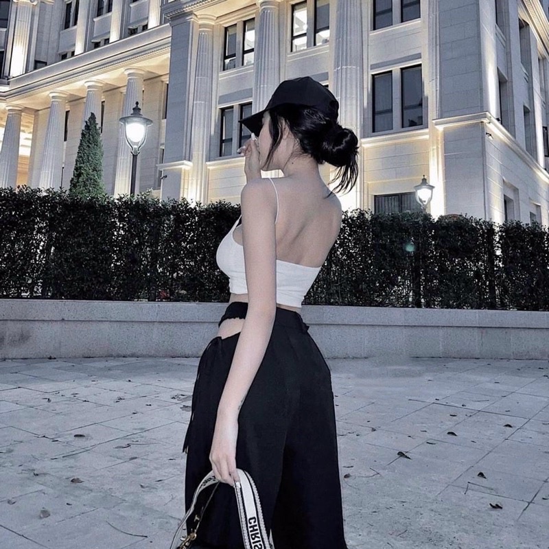 Set áo 2 dây và quần chéo eo rút dây siêu hot hit-