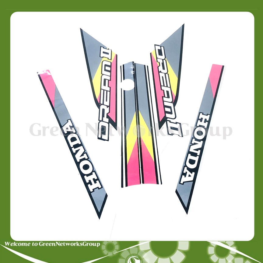 Bộ tem dán 3 lớp cho xe Dream II ( Hồng Vàng Xám ) Greennetworks