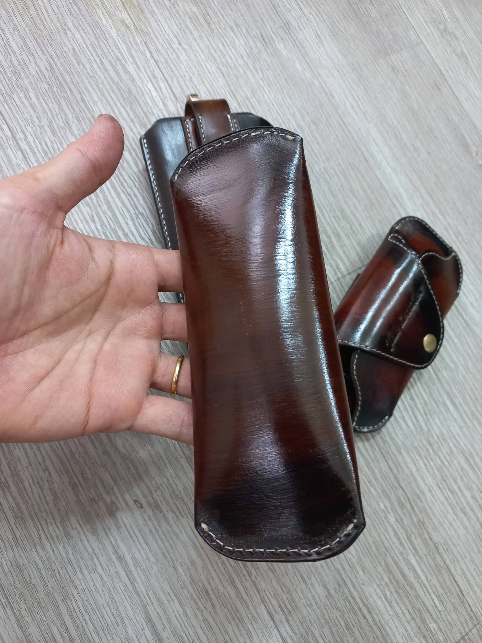 Bao da đựng kính cận nhỏ gọn da bò thật