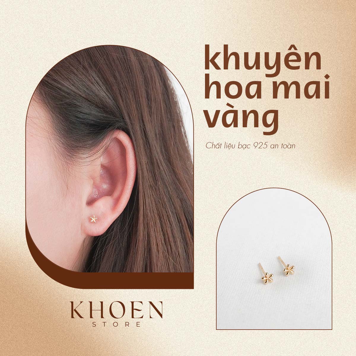 (1 Chiếc) Khuyên Hoa mai nhỏ - Bạc 925 - Khoen Store