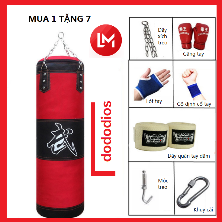 [CHÍNH HÃNG] Vỏ bao đấm bốc treo tường, vỏ bao cát đấm bốc treo tường chọn size - trụ đấm bốc - bao treo đấm bốc, bao treo boxing - mua 1 tặng 8 phụ kiện đầy đủ - Hàng chính hãng dododios