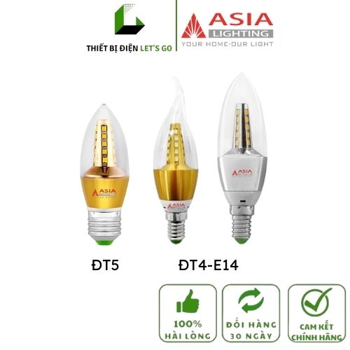 Đèn LED Tròn Trang Trí Kiểu Nến Đui E14, E27 ASIA [CHÍNH HÃNG]