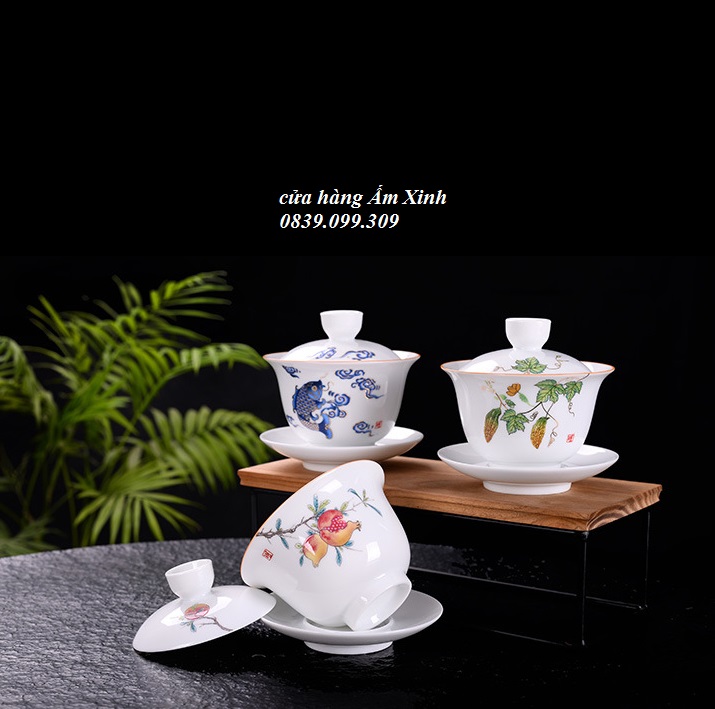 Chén Khải sứ trắng Bạch Định thấu quang 200 ml