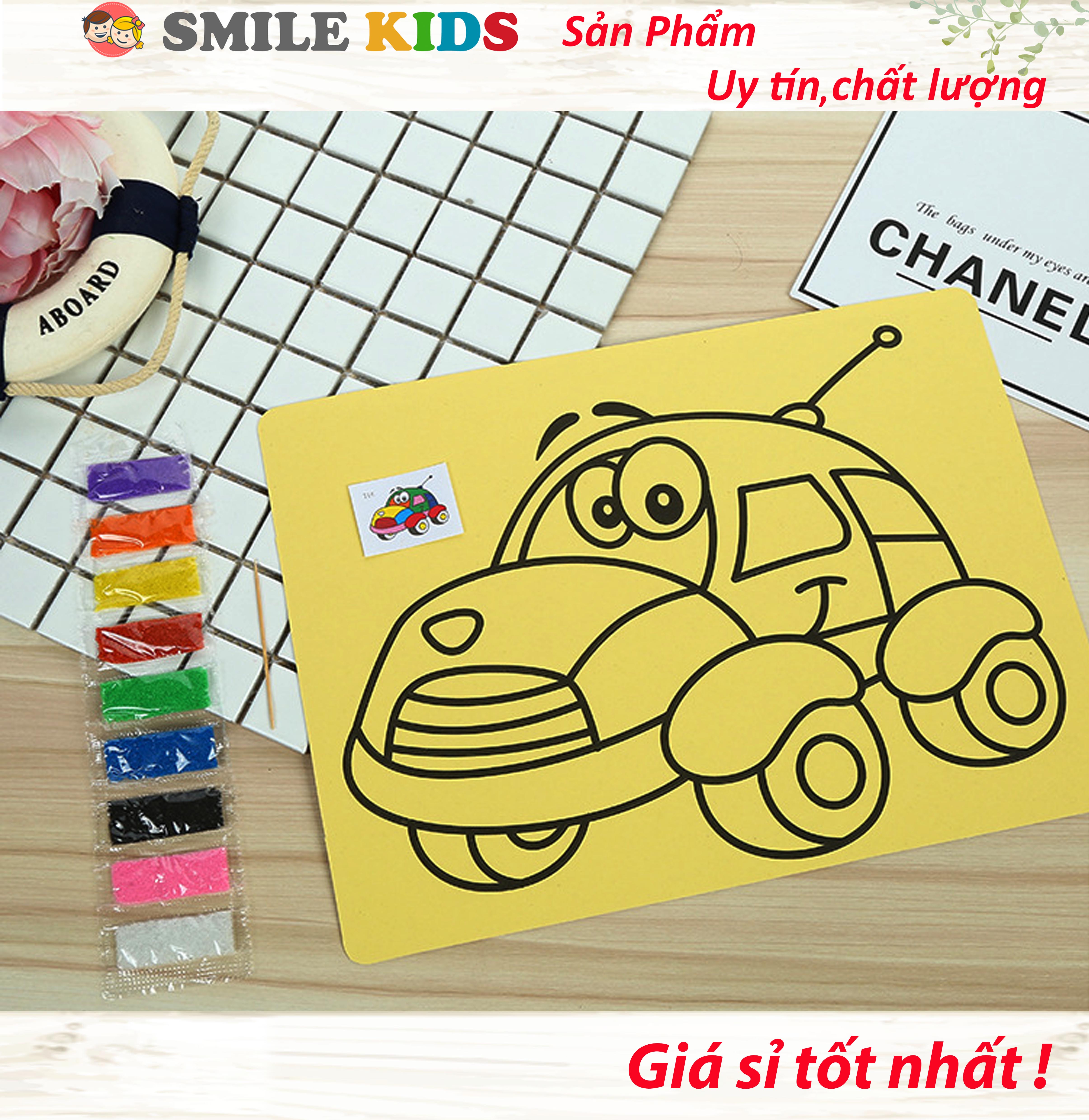 Tranh cát khổ A4 nền vàng cho bé (kèm có cát)