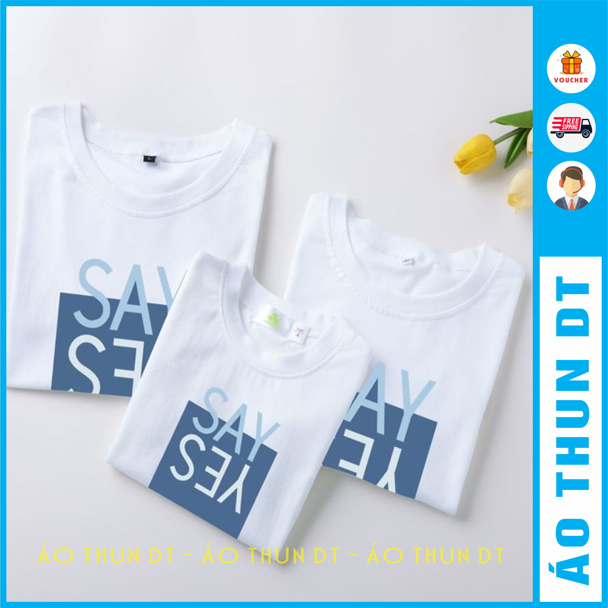 Áo gia đình Say Yes Xanh - Hình chụp thật