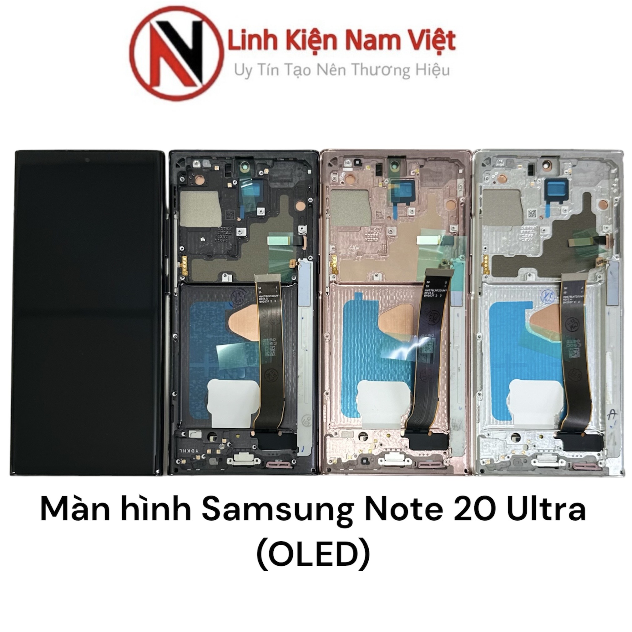 Samsung Note 20 Ultra (OLED) gold frame, black, white display