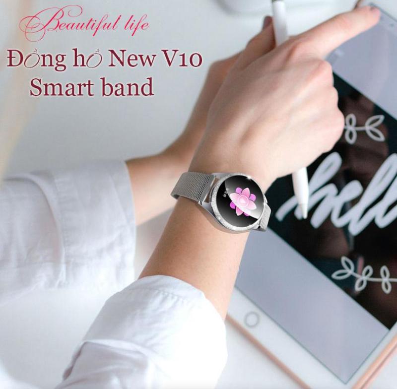 Smartwatch, Đồng hồ thông minh thể thao, Đồng hồ New V10 Smart band cho nữ - Chất liệu cao cấp, bền và có khả năng chống nước, chống xước
