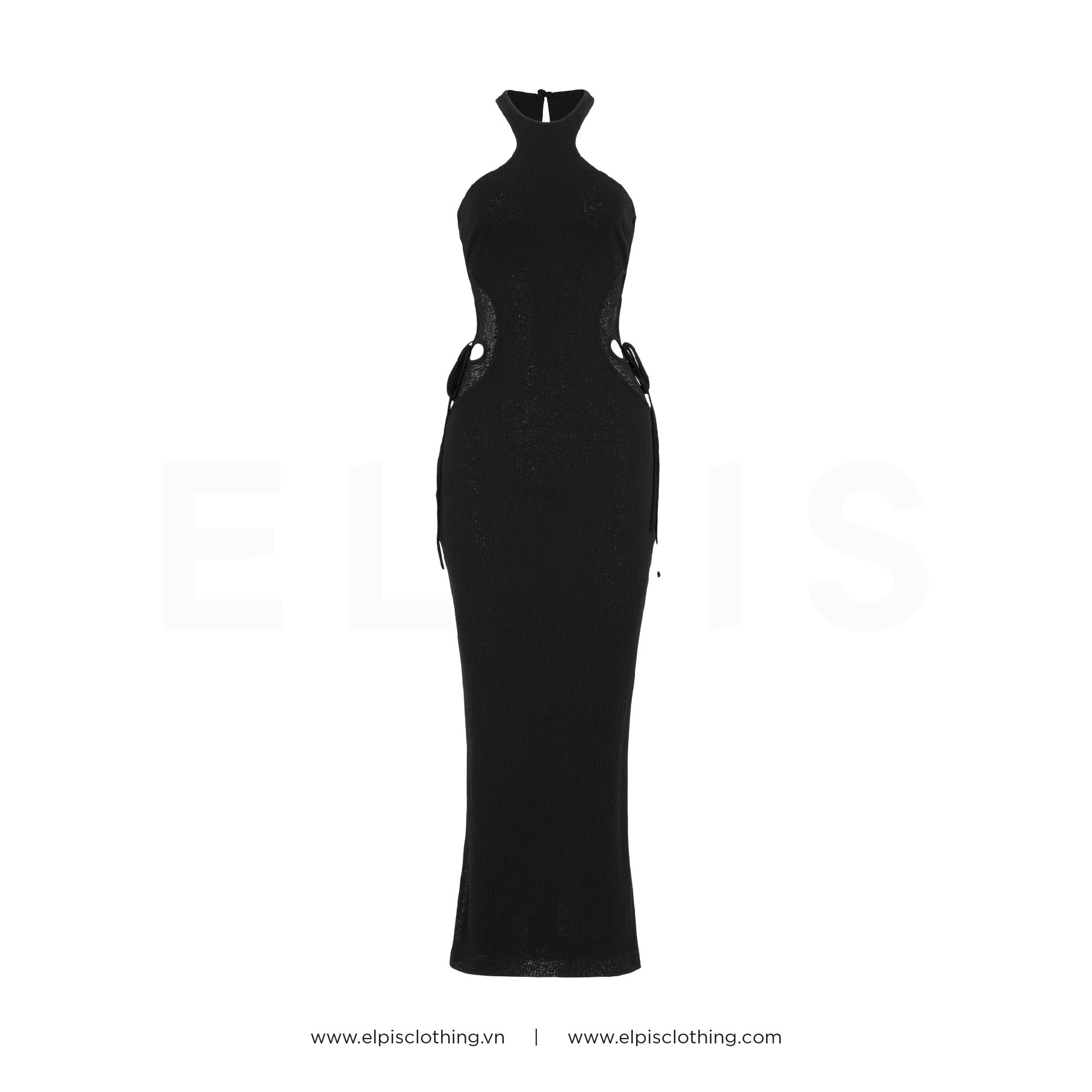ELPIS - Đầm thun ôm cổ yếm cut-outs SS23D82