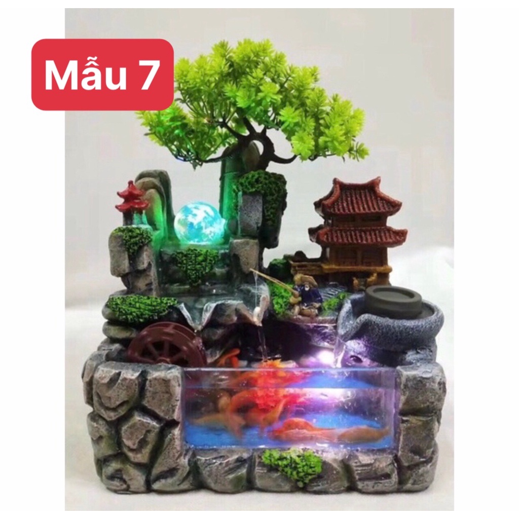 Thác nước phong thủy tiều cảnh Hòn Non bộ, bể cá mini