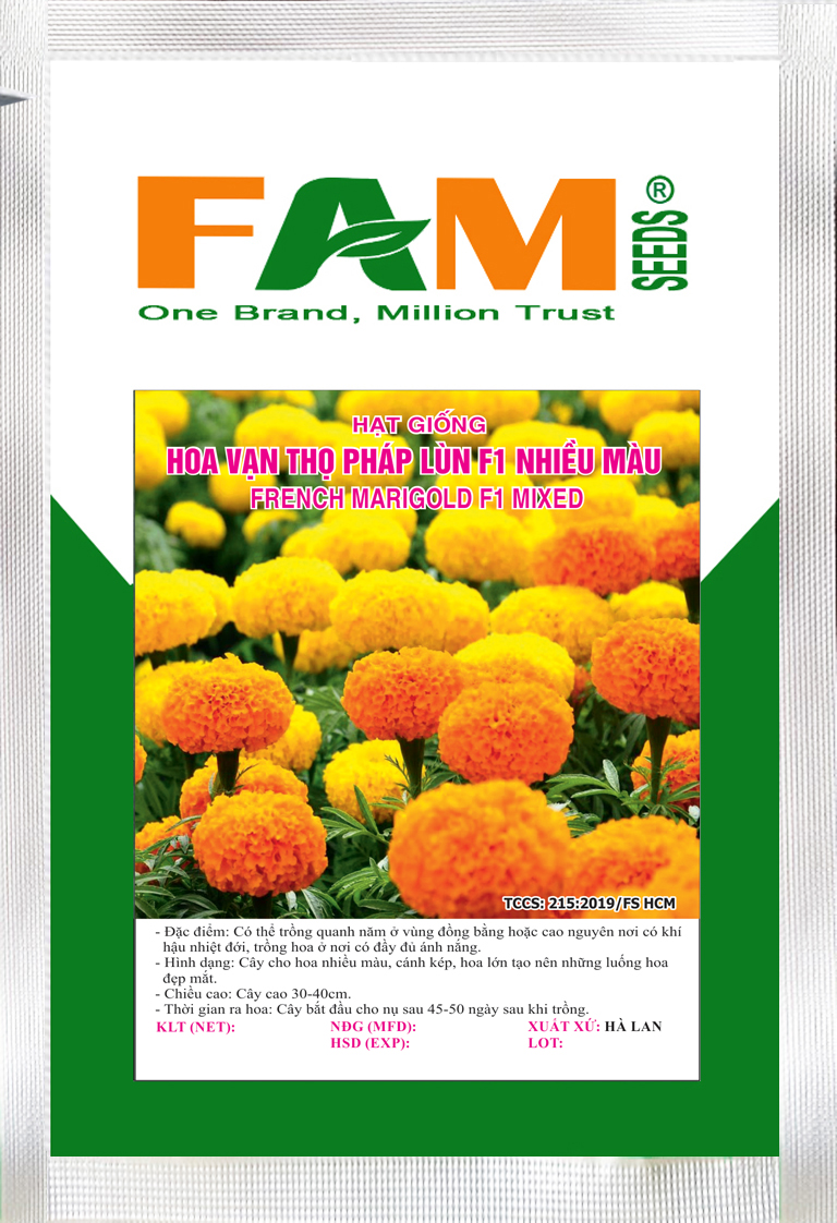 [HCM]Hạt Giống Hoa Vạn Thọ Pháp Lùn F1 Nhiều Màu - Gói 1gr