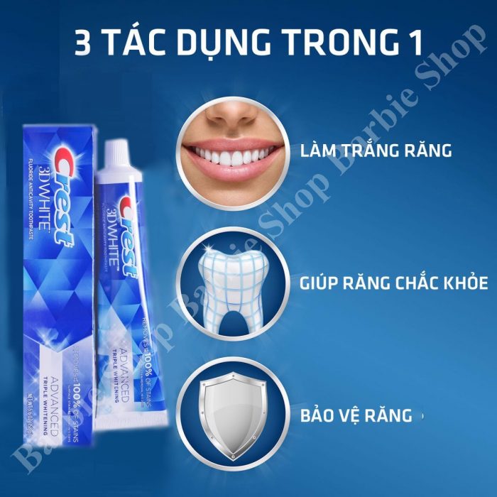 Kem Đánh Răng 3D Crest White Advanced Whitening [147g]
