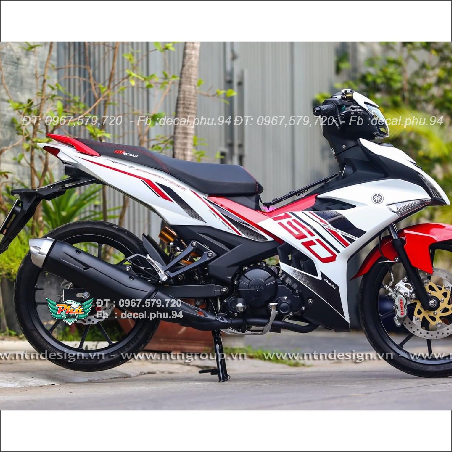 Tem rời Exciter 150 Trắng đỏ đen