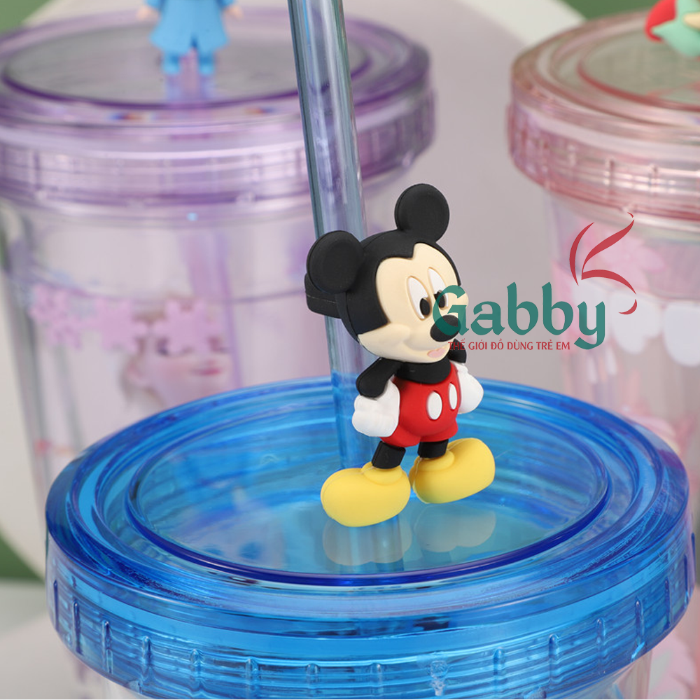 LY PHA LÊ 2 LỚP CÓ ỐNG HÚT DISNEY (MICKEY/ ELSA/ ARIEL/ OLAF/ MINNIE/ MC QUEEN/ JUMBO) - GABBY STORE