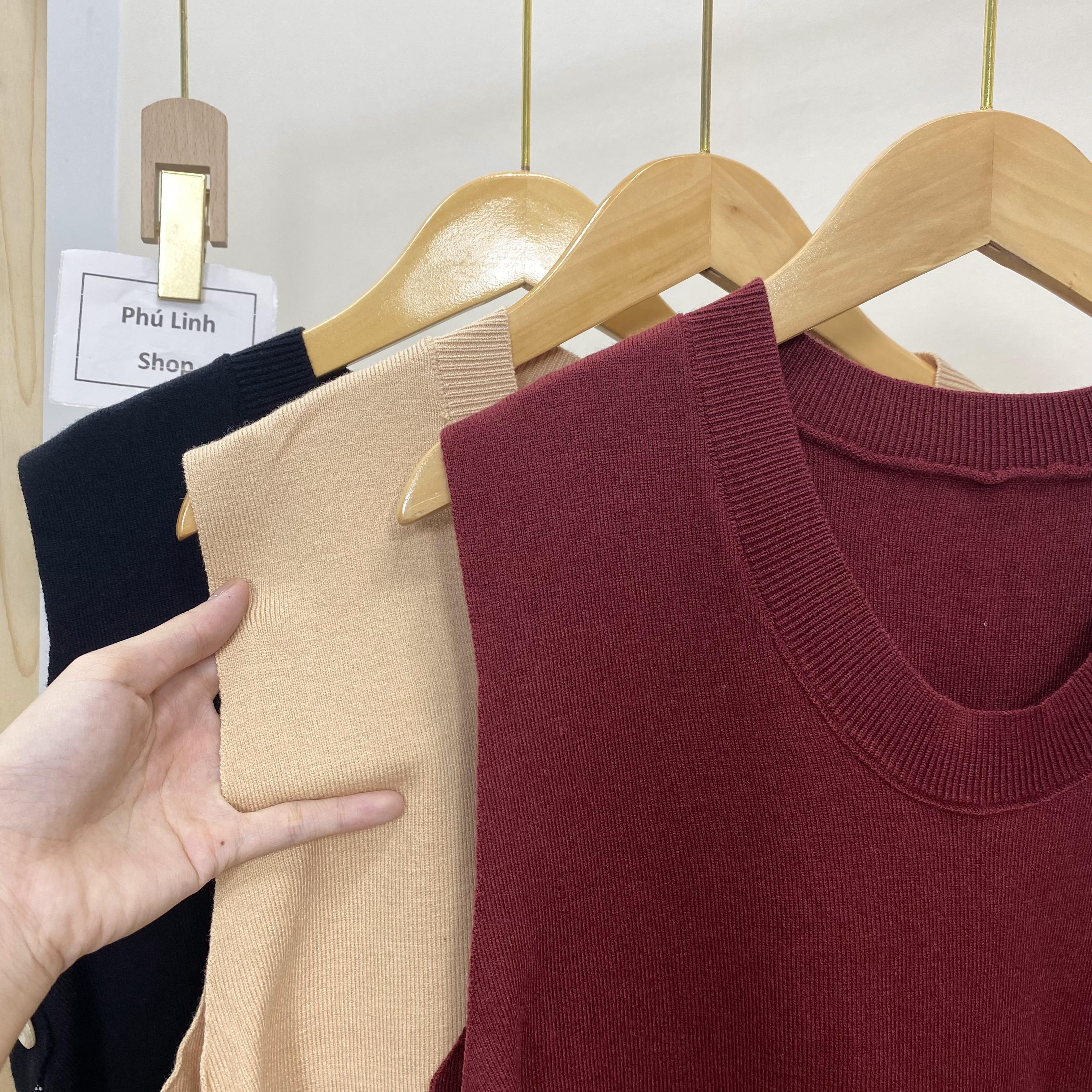 MS285 Áo gile len 2 vạt đính cúc