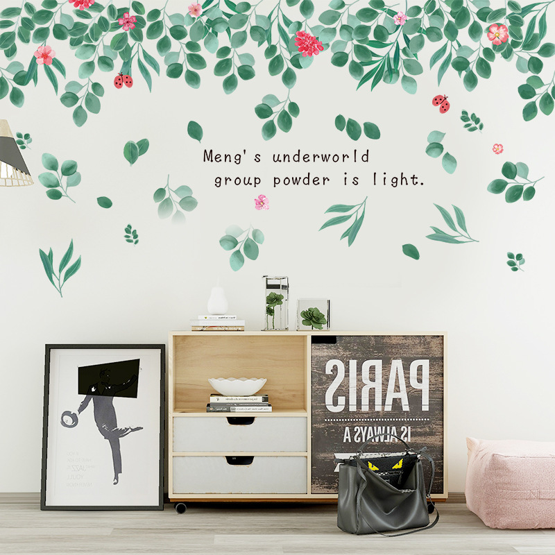 Decal dán tường tán lá hoa hồng XL8390