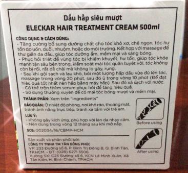 Hấp dầu phục hồi tóc Eleckar 500ml