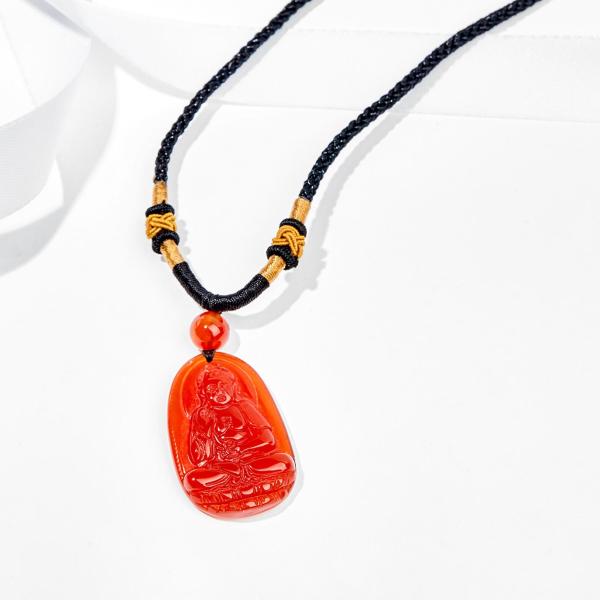 [HCM]Mặt dây chuyền Phật bản mệnh Đá Mã Não Đỏ A Di Đà Tuổi TuấtHợi 5x3cm (màu đỏ) - Ngọc Quý Gemstones