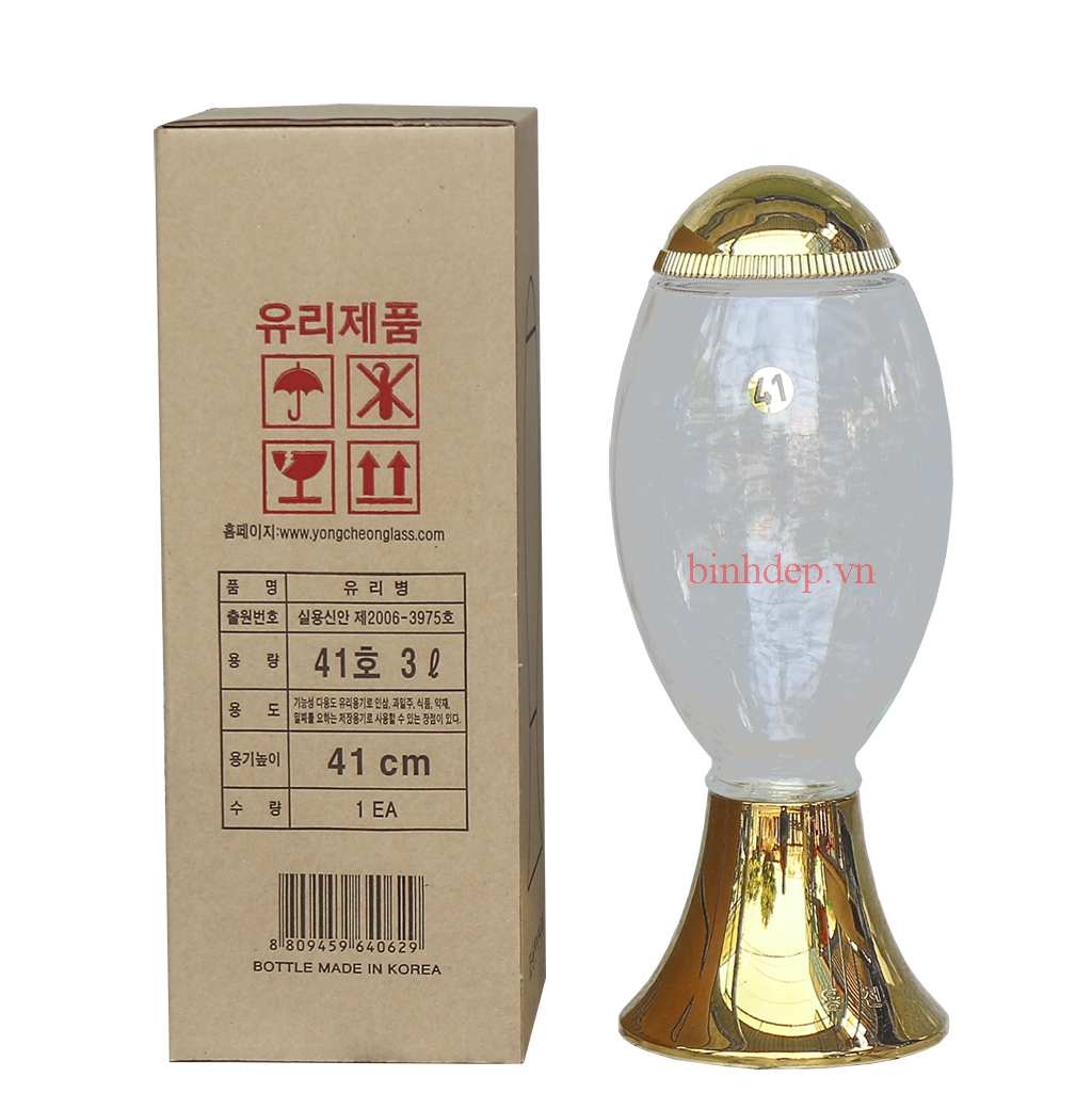 Bình thuỷ tinh ngâm sâm 3 lít Hàn Quốc