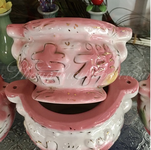 Lư hương gốm Hồng sen(2 size)