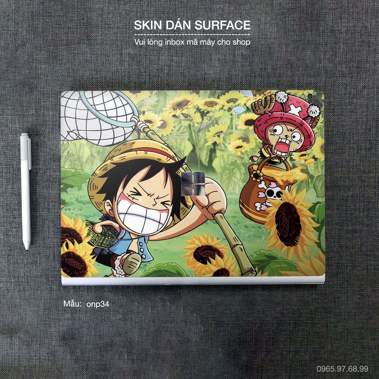 Decal Skin dán Surface Pro / Laptop / Go / Book mẫu One Piece (inbox mã máy cho shop)