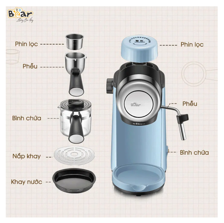 Máy pha cà phê Espresso Bear CF-B02V1 - An Gia Phúc