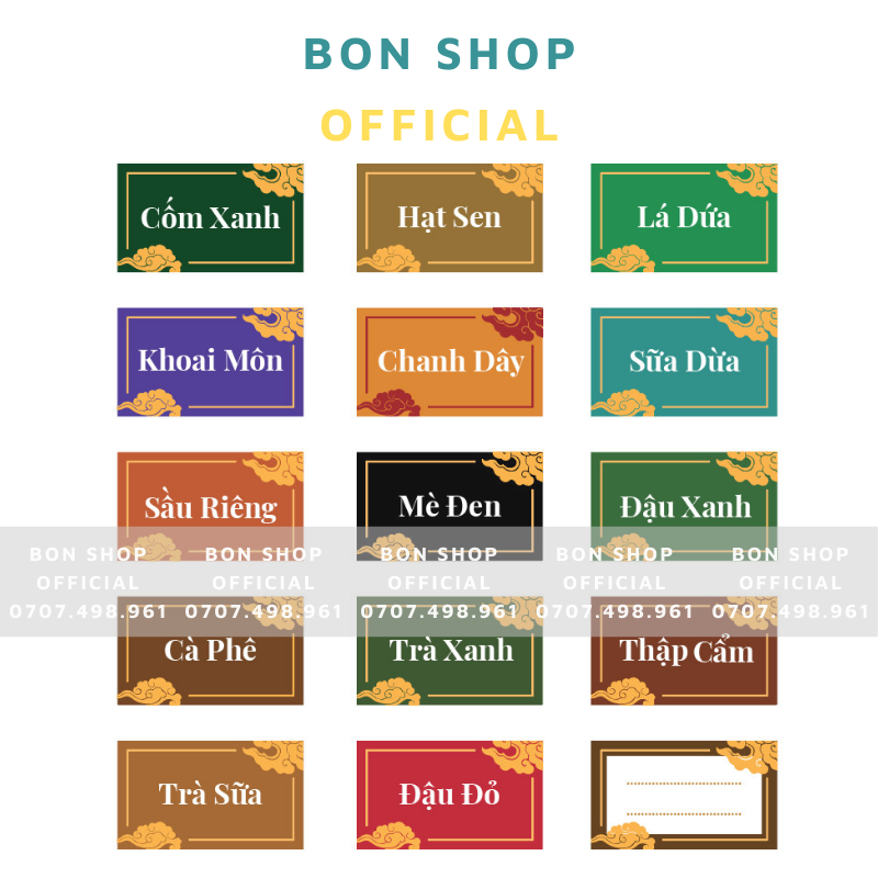 Tem (Sticker) dán nhân bánh Trung Thu Sơn Thuỷ 10 tem/ tờ