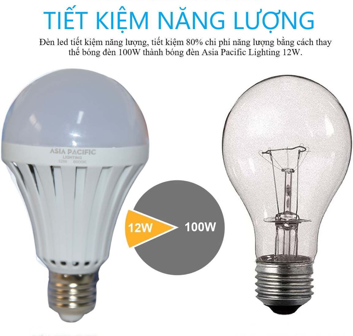 Bóng đèn led bulb Asia Pacific Lighting 12W (đèn led búp tròn)