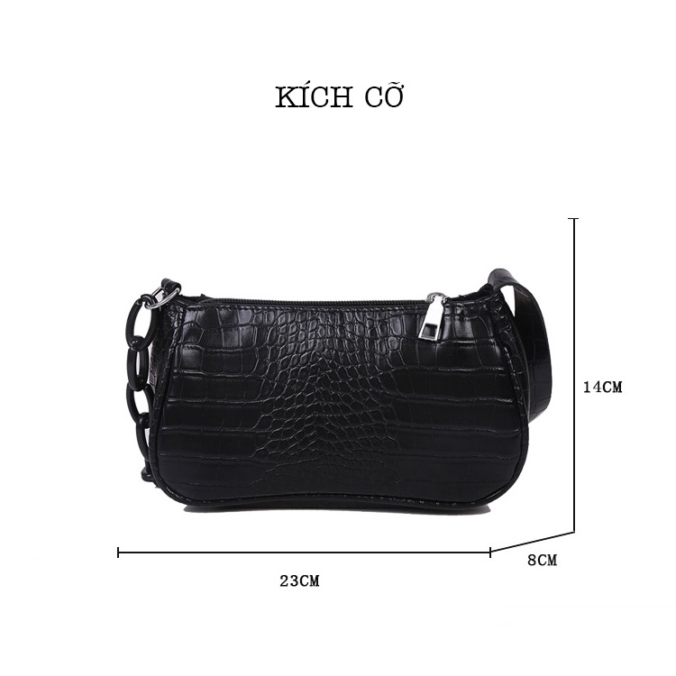 Túi Kẹp Nách Phối Dây Xích Vân Da - 100style