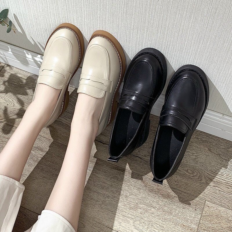 GIÀY LƯỜI DA LÌ ÊM CHÂN ĐẾ ĐỘN 3P PHONG CÁCH HÀN QUỐC