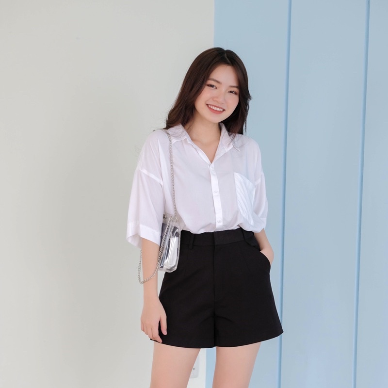 Áo sơmi tay ngắn kate lụa Ellyclothing