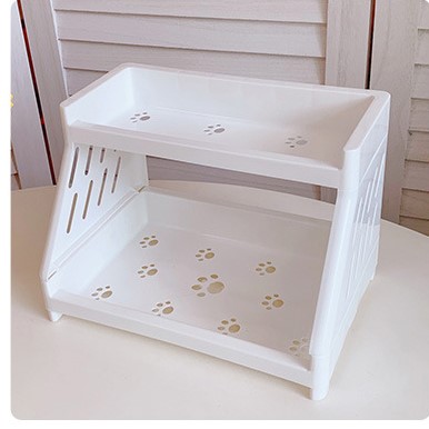 Kệ nhựa mini 2 tầng, kệ để bàn đa năng màu trắng trơn