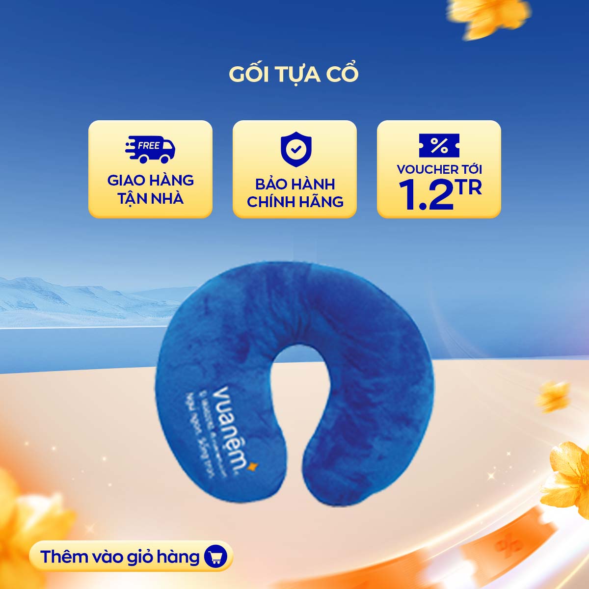 (Quà tặng không bán) Gối tựa cổ Vua Nệm 32*28cm