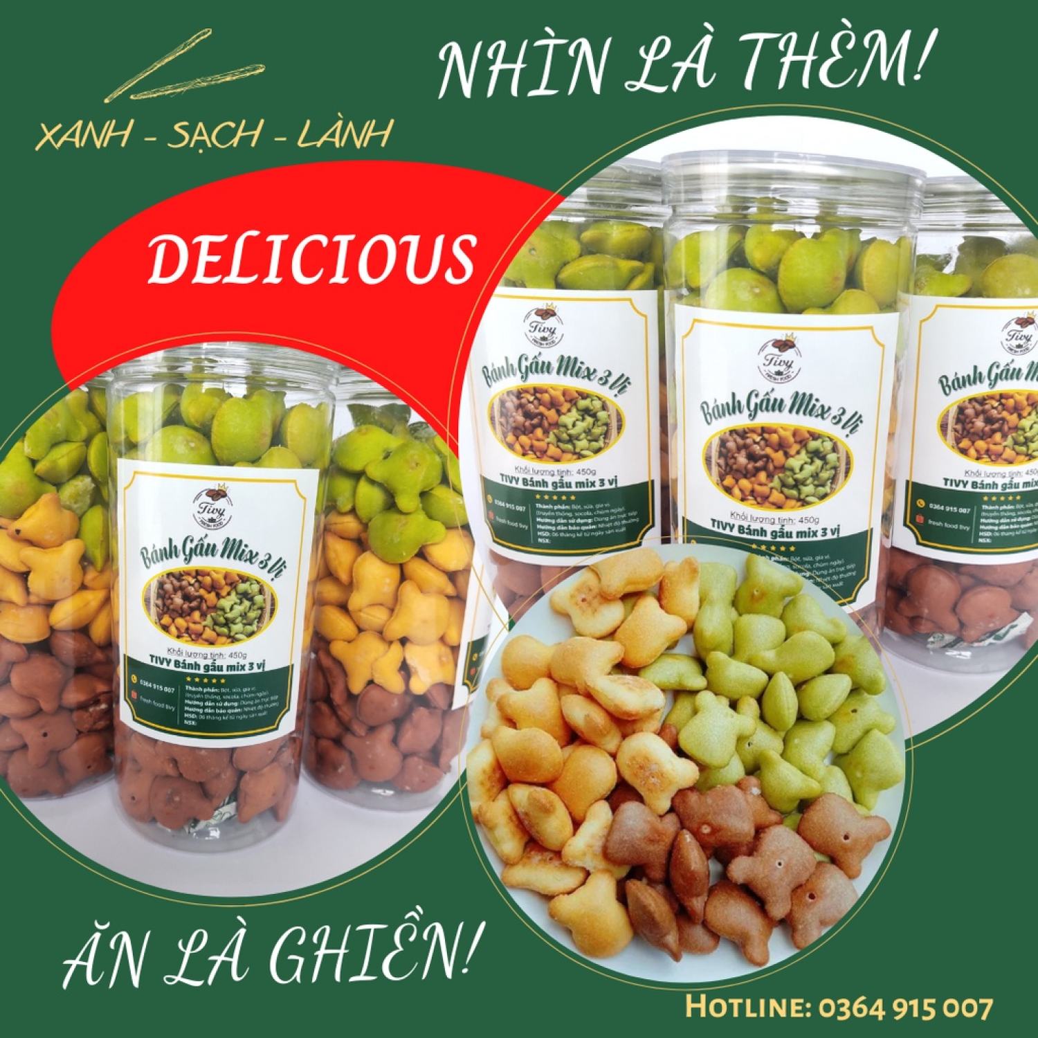 1kg bánh gấu nhân kem sữa mix 3 vị - lon pet 420 gram bánh gấu mix 3 vị