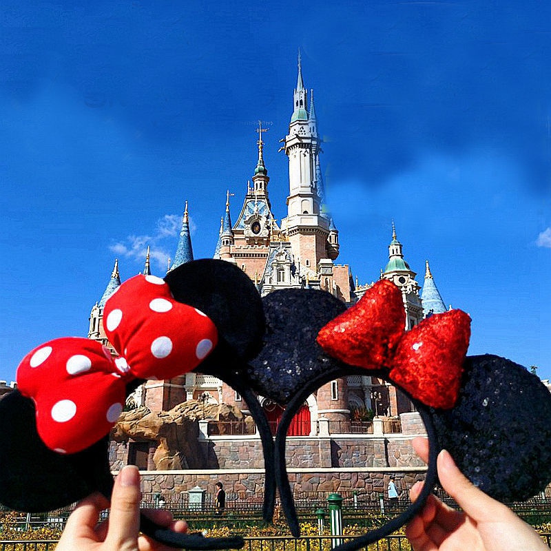 DISNEY Băng Đô Cài Tóc Đính Nơ Hình Chuột Mickey Minnie HQ2 StellaLou Linaell Dành Cho Bạn Nữ Mới