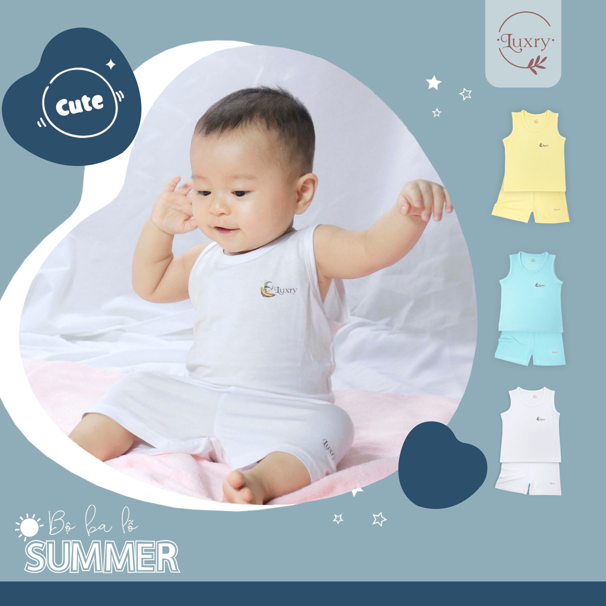 Bộ quần áo ba lỗ Basic Luxry cho bé