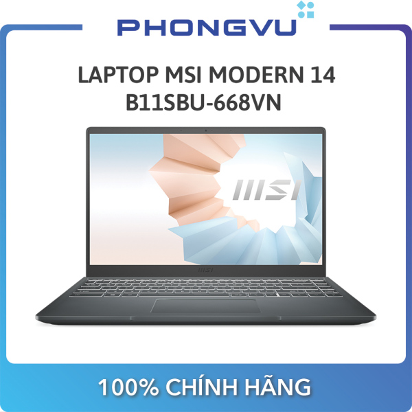 Laptop MSI Modern 14 B11SBU-668VN (14 FHD/i5-1155G7/8GB/512GB SSD/MX450/Win 10 Home) (Xám)  - Bảo hành 12 tháng