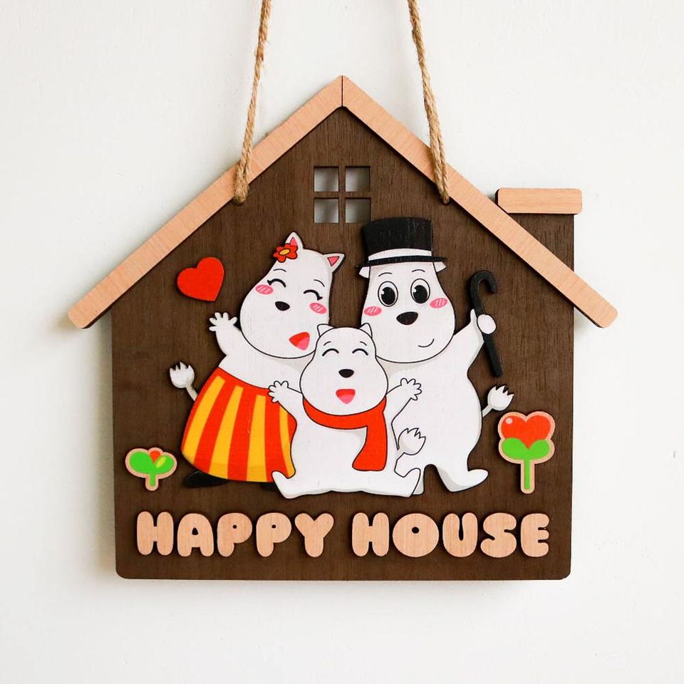 Bảng gỗ decor trang trí NGÔI NHÀ HẠNH PHÚC (bảng gỗ trang trí DNDecor + quà tặng giá 17.000đ)